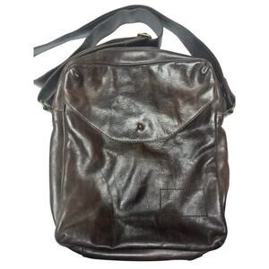 Banana Republic Brown Leather Messenger Crossbody Bag Adjustable Strap 13”